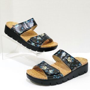 Alegria Rubie Passionate Sandals Women's Sz 39 US 9 Black Floral Flowers 2 Strap
